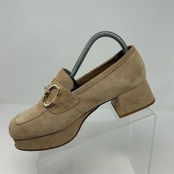 Jeffrey Campbell Women's Platform Loafers Size 9 Nude Suede Preppy Casual - Picture 3 of 14
